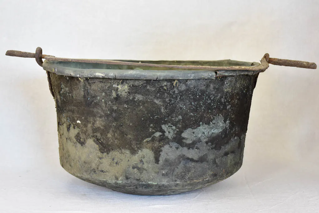 18th Century French winemaker's copper cauldron with black patina 21¼"