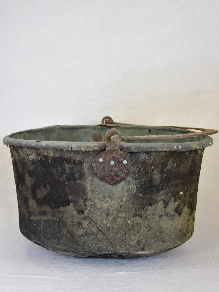 18th Century French winemaker's copper cauldron with black patina 21¼"