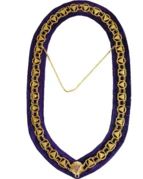 33rd Degree - Masonic Regalia Chain Collar - Gold/Silver on Purple   Free Case