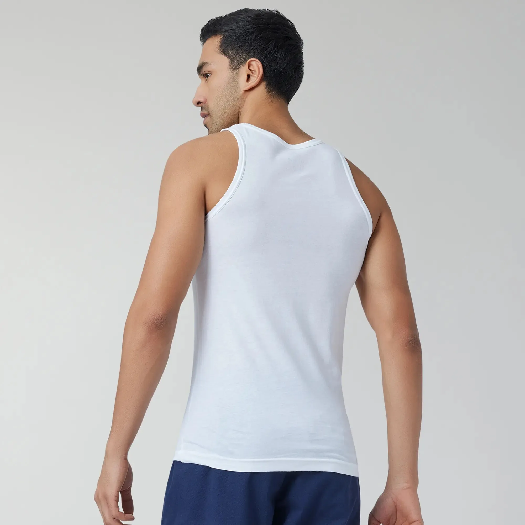 Ace Modal-Cotton Round Neck Vests Polar White Regular Fit