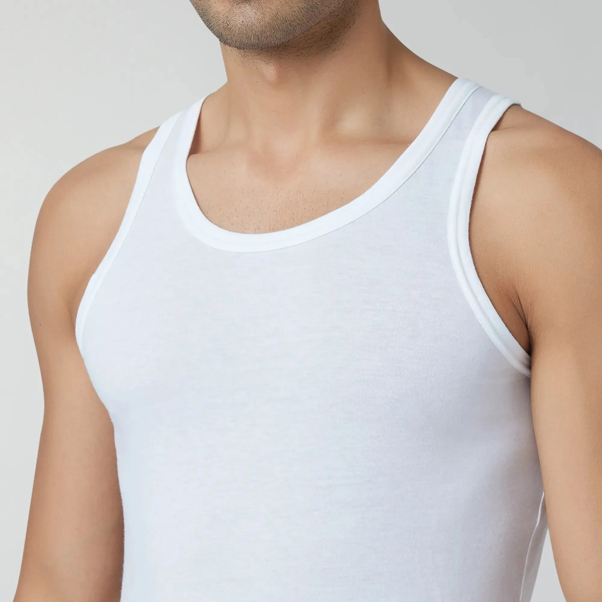 Ace Modal-Cotton Round Neck Vests Polar White Regular Fit