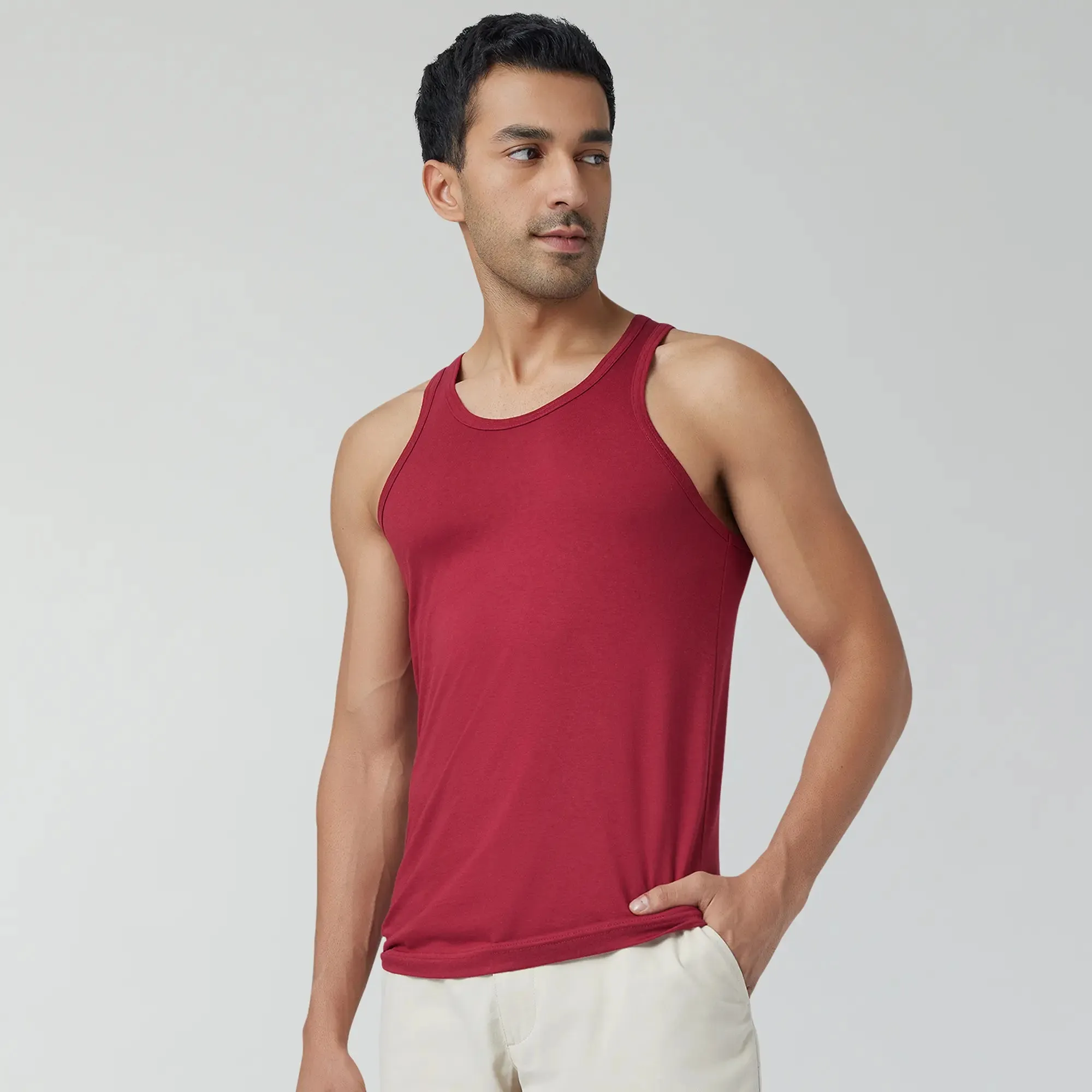 Ace Modal-Cotton Vest Bold Burgundy