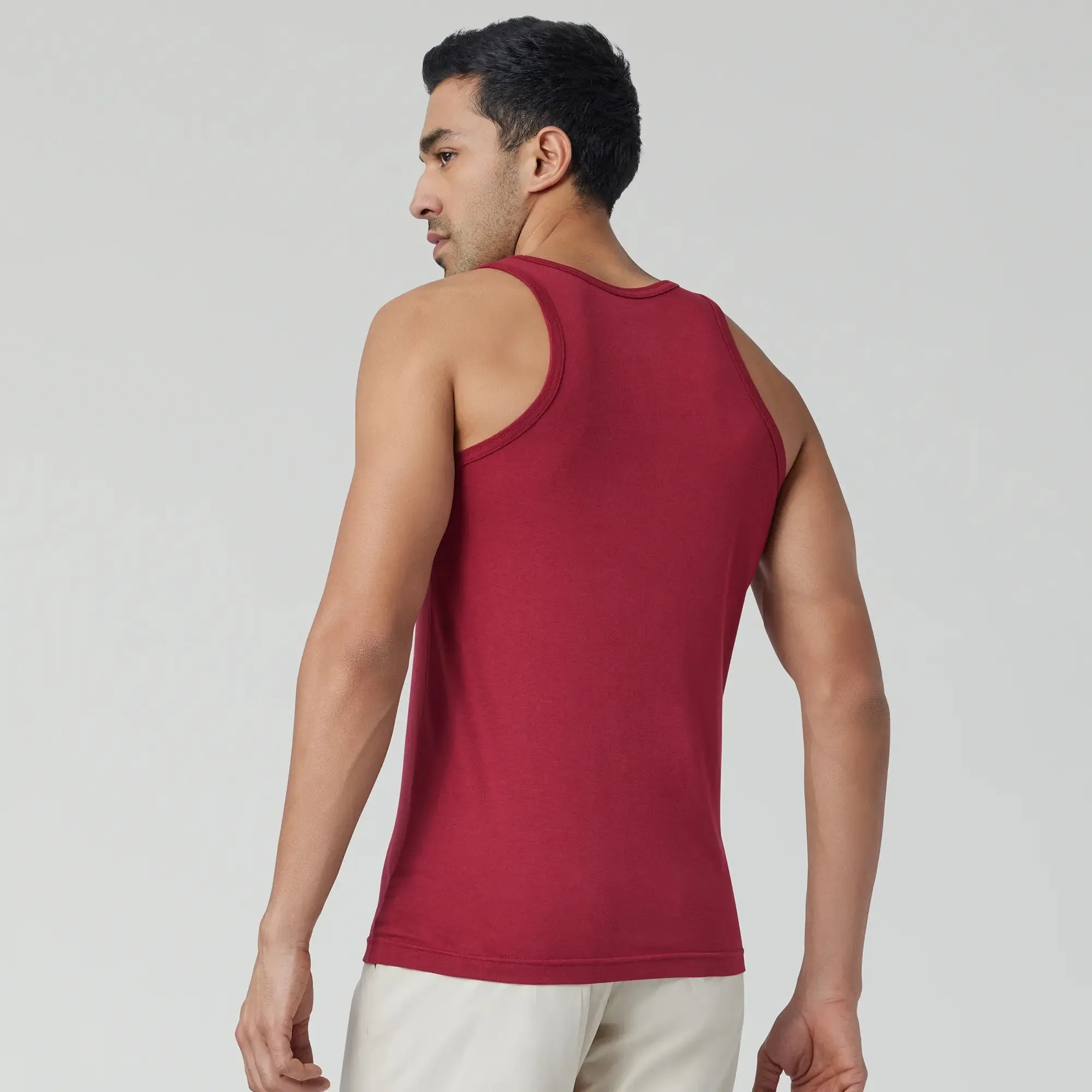 Ace Modal-Cotton Vest Bold Burgundy