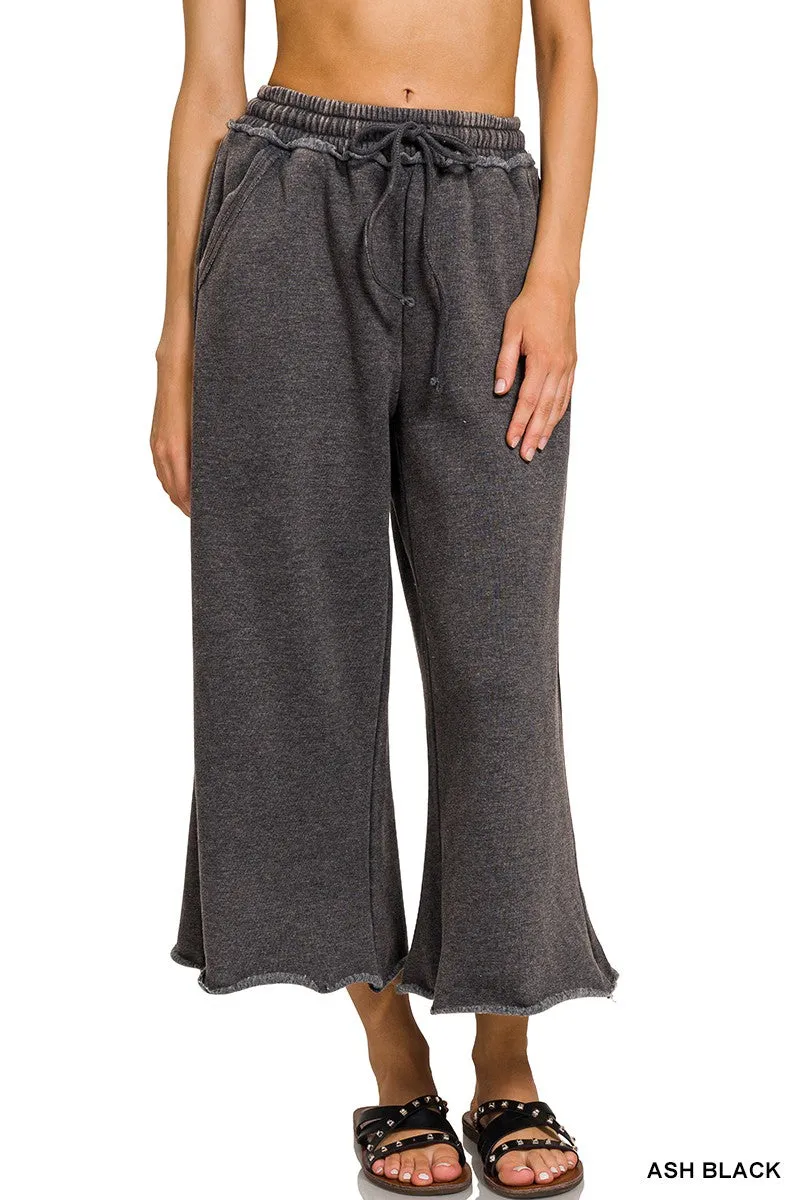 Acid Wash Palazzo SweatPants - Final Sale