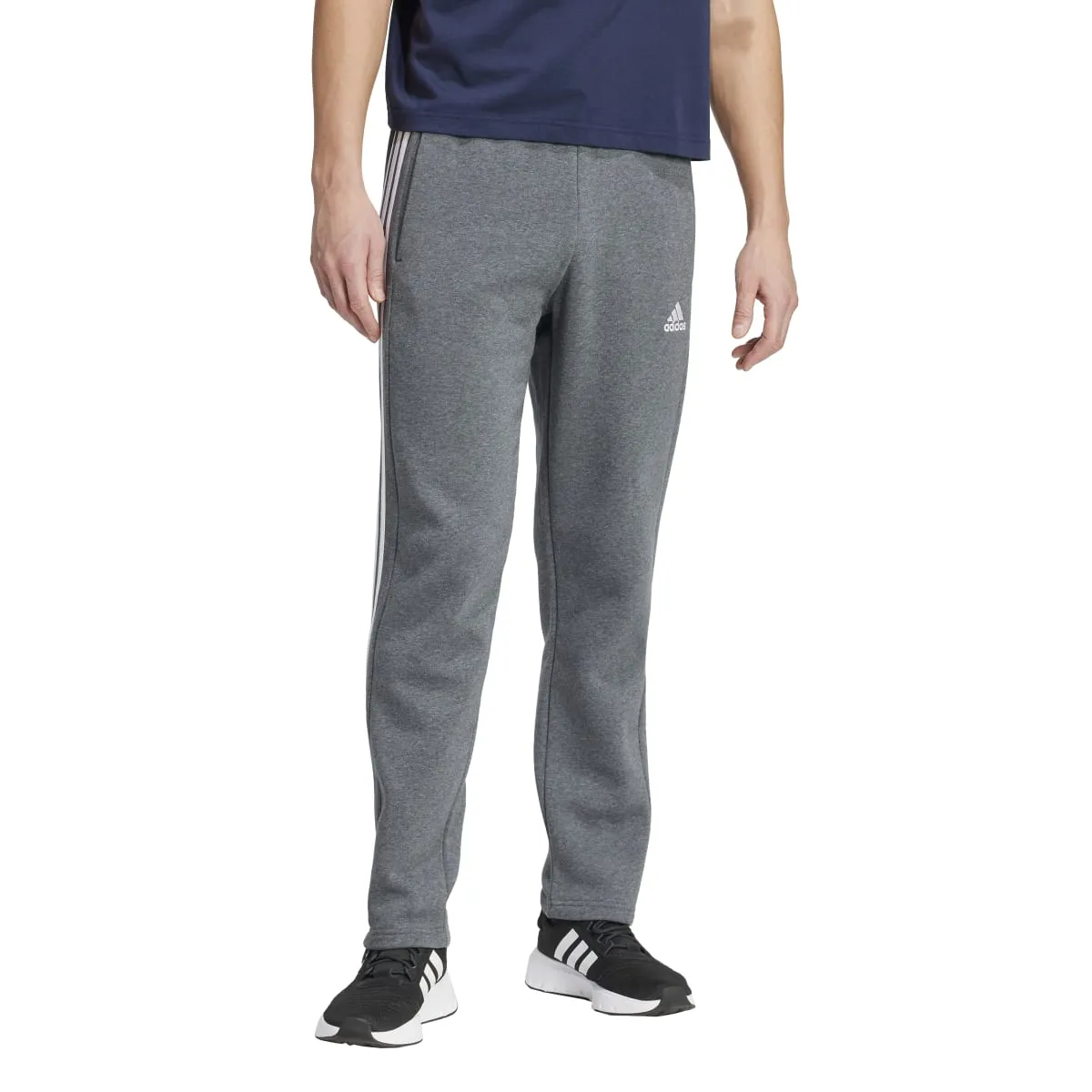 adidas Men's Essentials 3-Stripes Open Hem Fleece Joggers