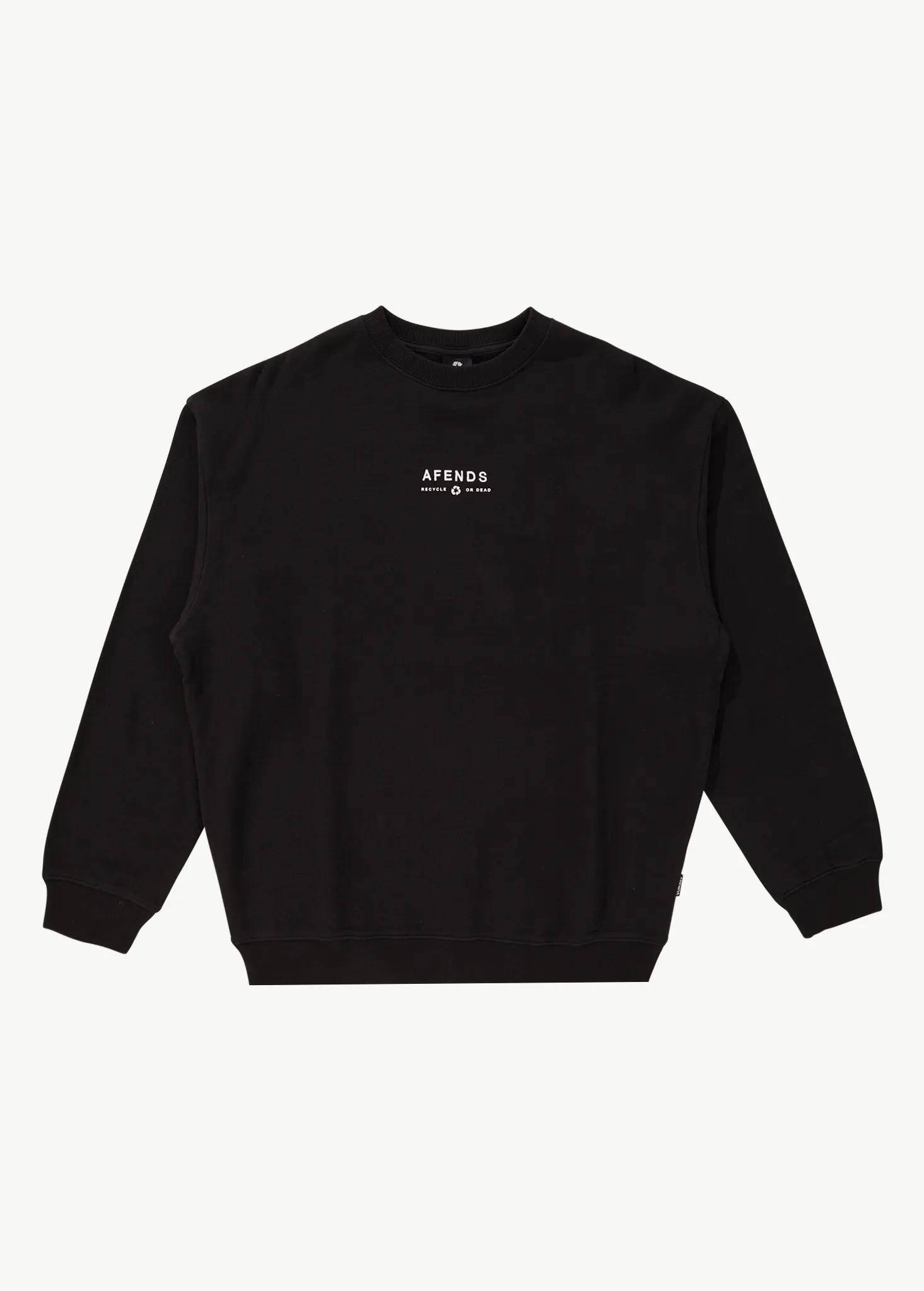 AFENDS Mens Calico - Crew Neck Jumper - Black