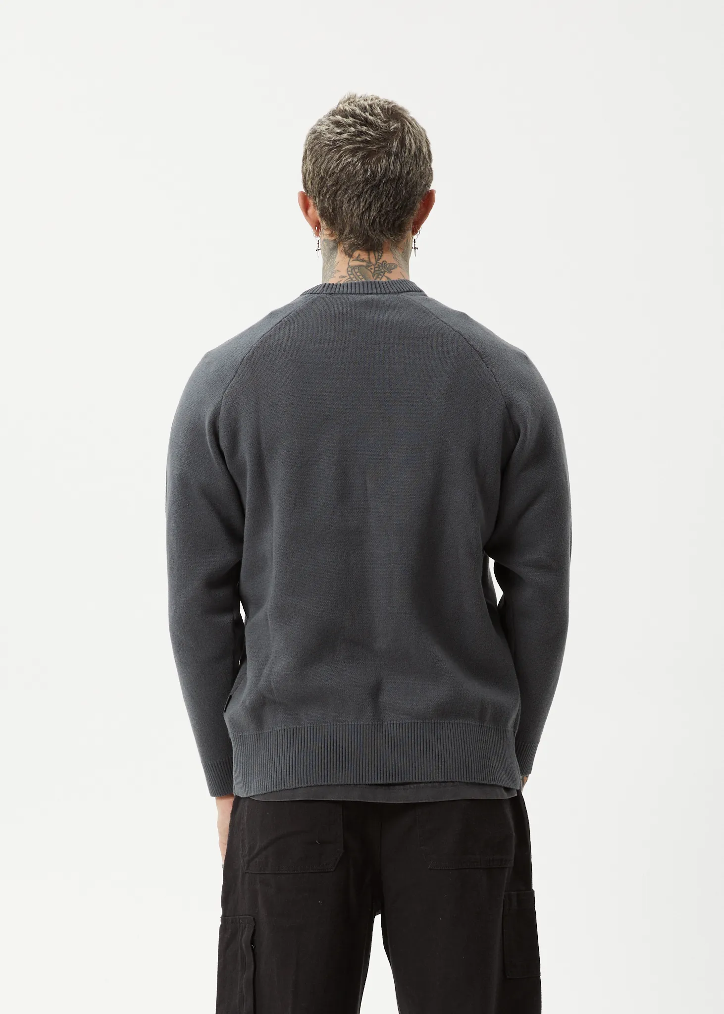 AFENDS Mens Let It Grow - Raglan Knit - Charcoal