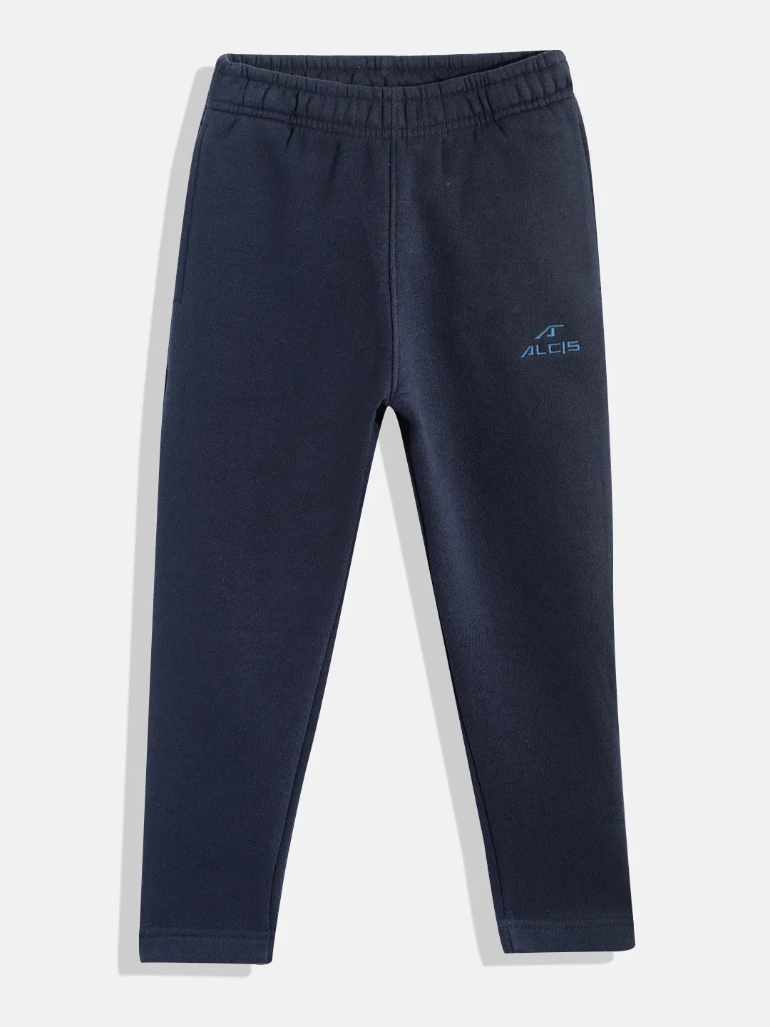 ALCIS Boys Navy Blue Solid With Brand Logo Embroidered Track Pants