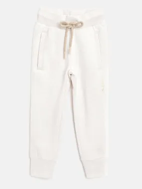 Alcis Girls Cream-Coloured Solid Straight Fit Knitted Sports Joggers