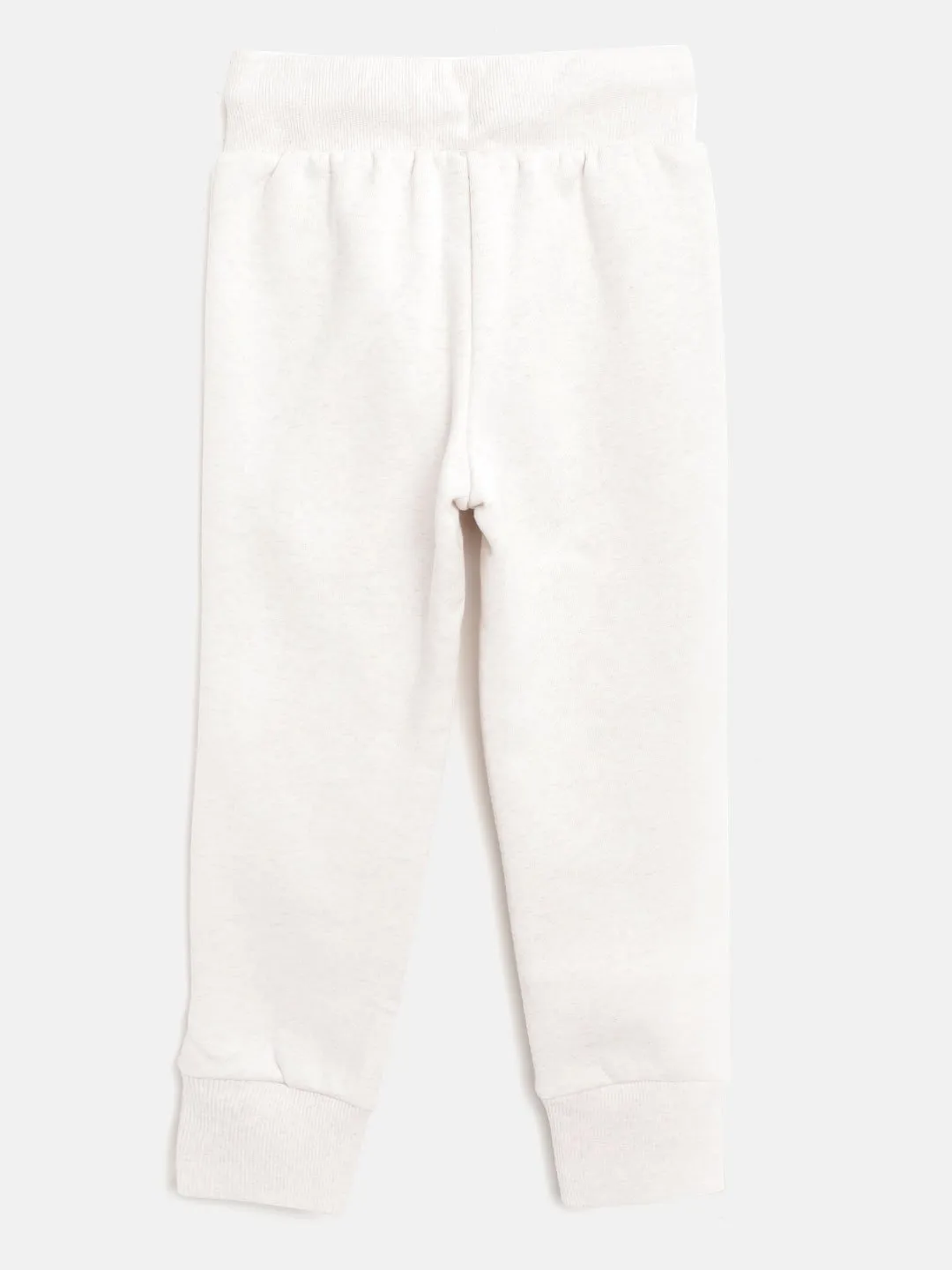 Alcis Girls Cream-Coloured Solid Straight Fit Knitted Sports Joggers