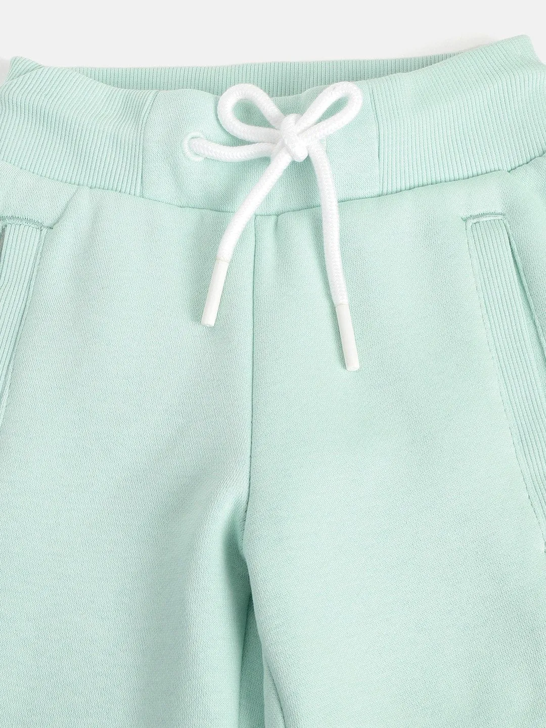 Alcis Girls Mint Green Solid Straight Fit Knitted Sports Joggers