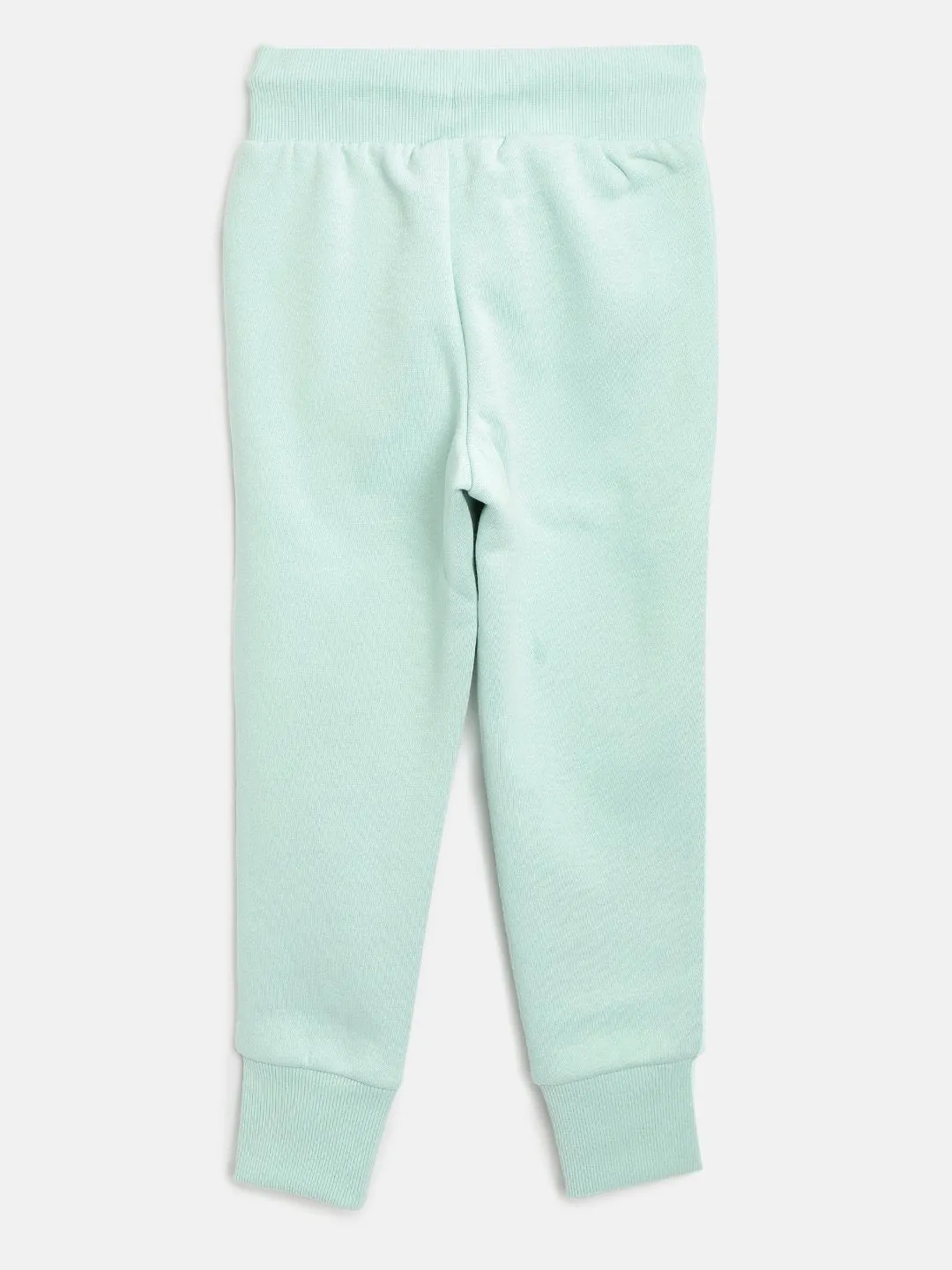 Alcis Girls Mint Green Solid Straight Fit Knitted Sports Joggers