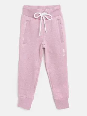 Alcis Girls Pink Solid Straight Fit Knitted Sports Joggers