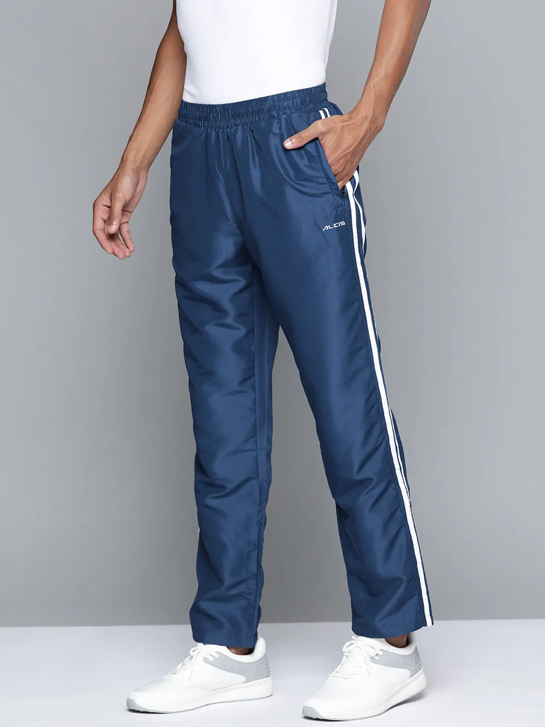 Alcis Men Blue and White Track Pants