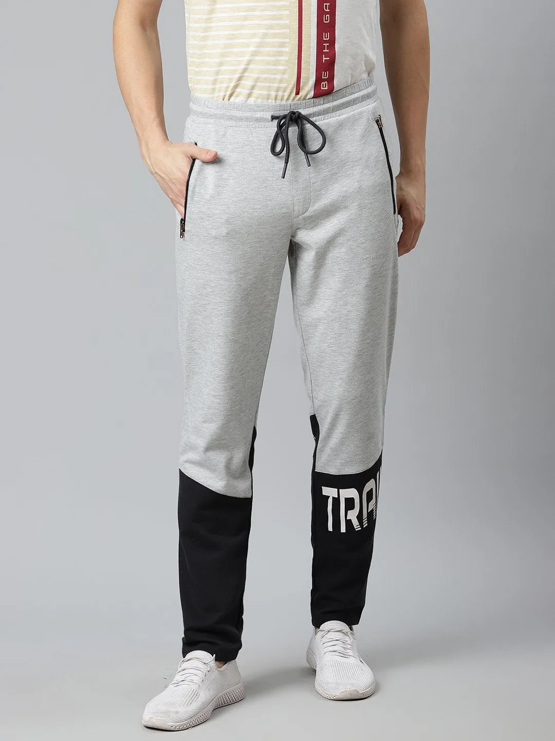 Alcis Men Grey & Black Colourblocked Training Track Pants