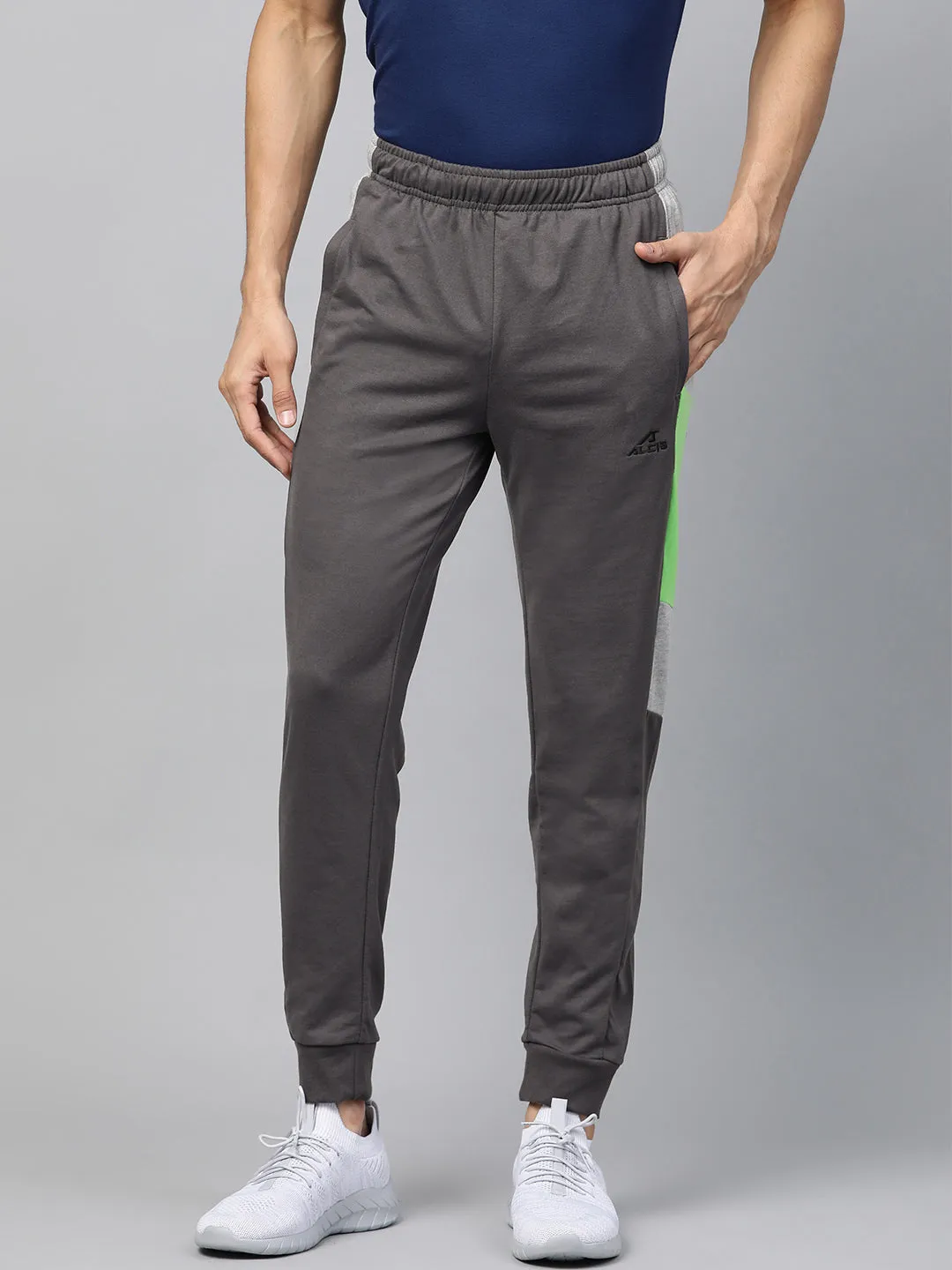 Alcis Men Grey Colourblocked Track Pants