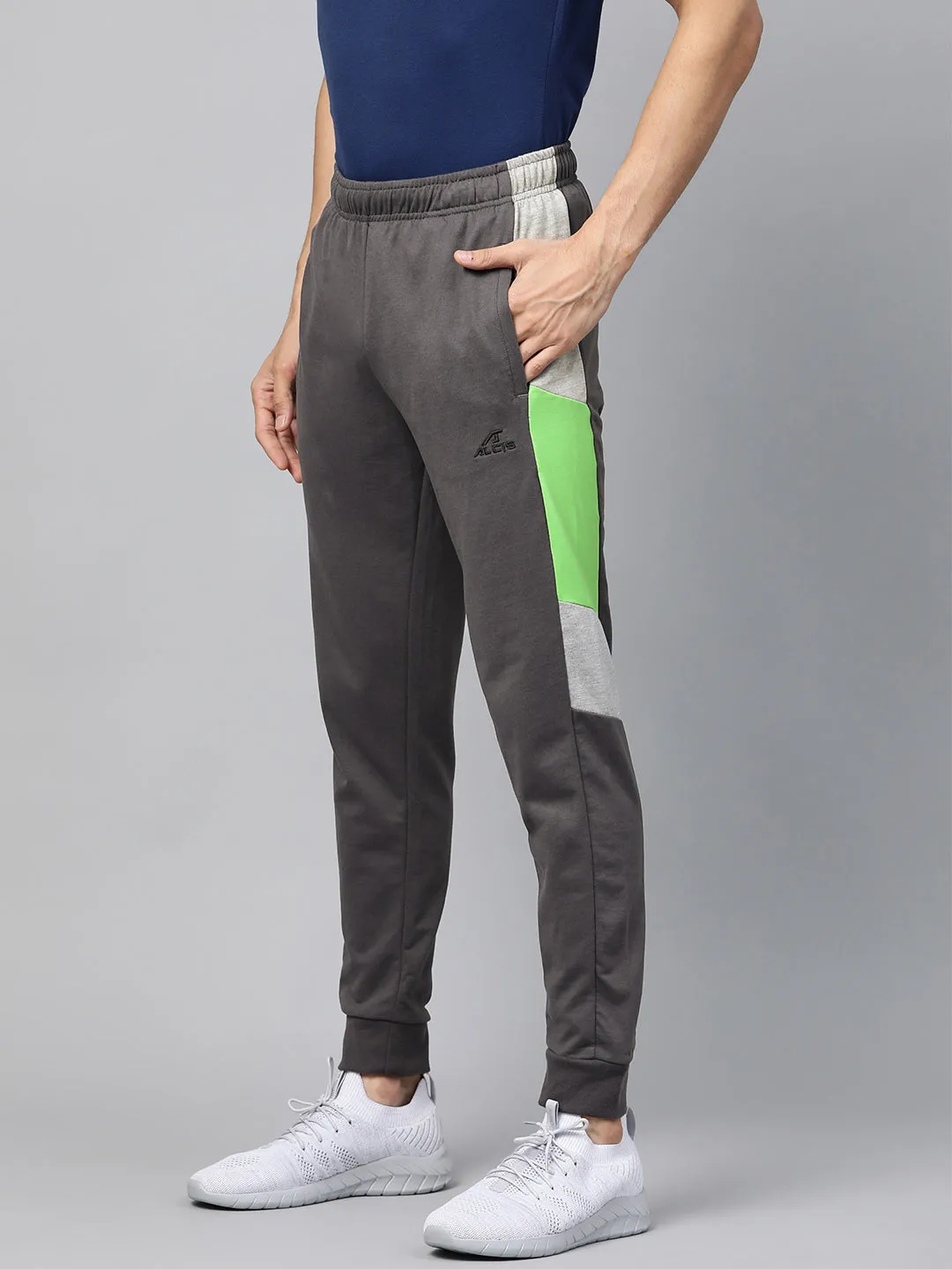 Alcis Men Grey Colourblocked Track Pants