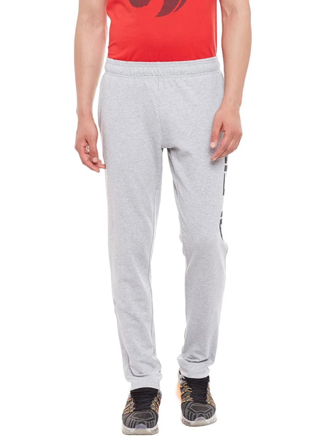 Alcis Men Grey Melange Solid Slim Fit Track Pants