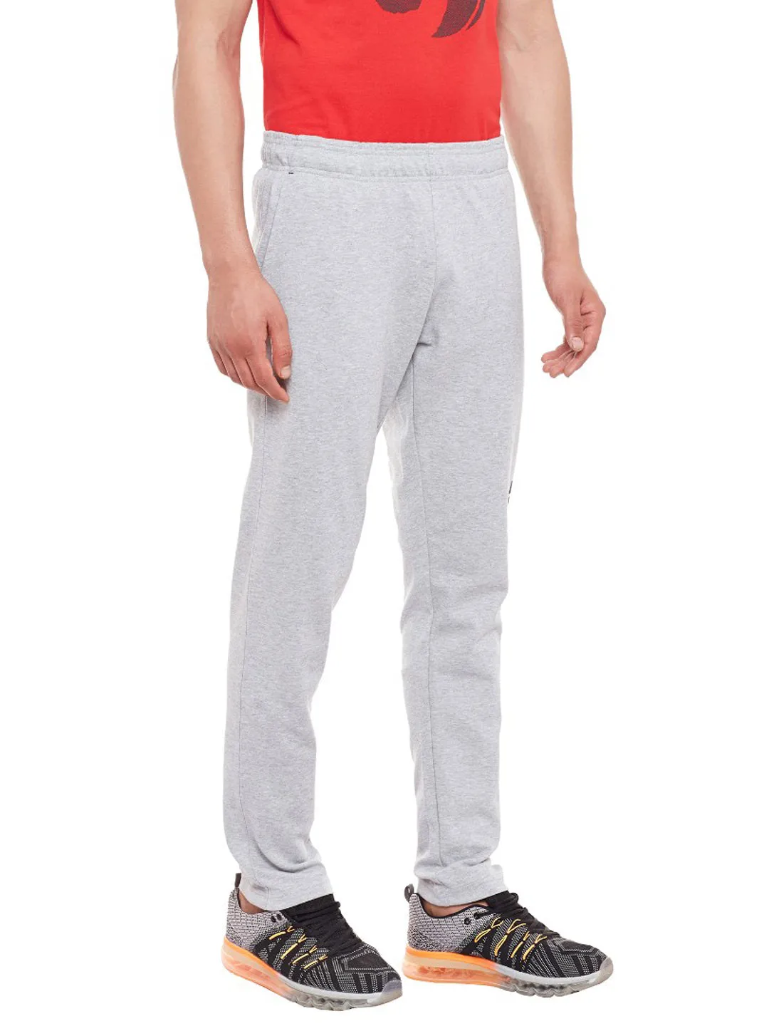 Alcis Men Grey Melange Solid Slim Fit Track Pants