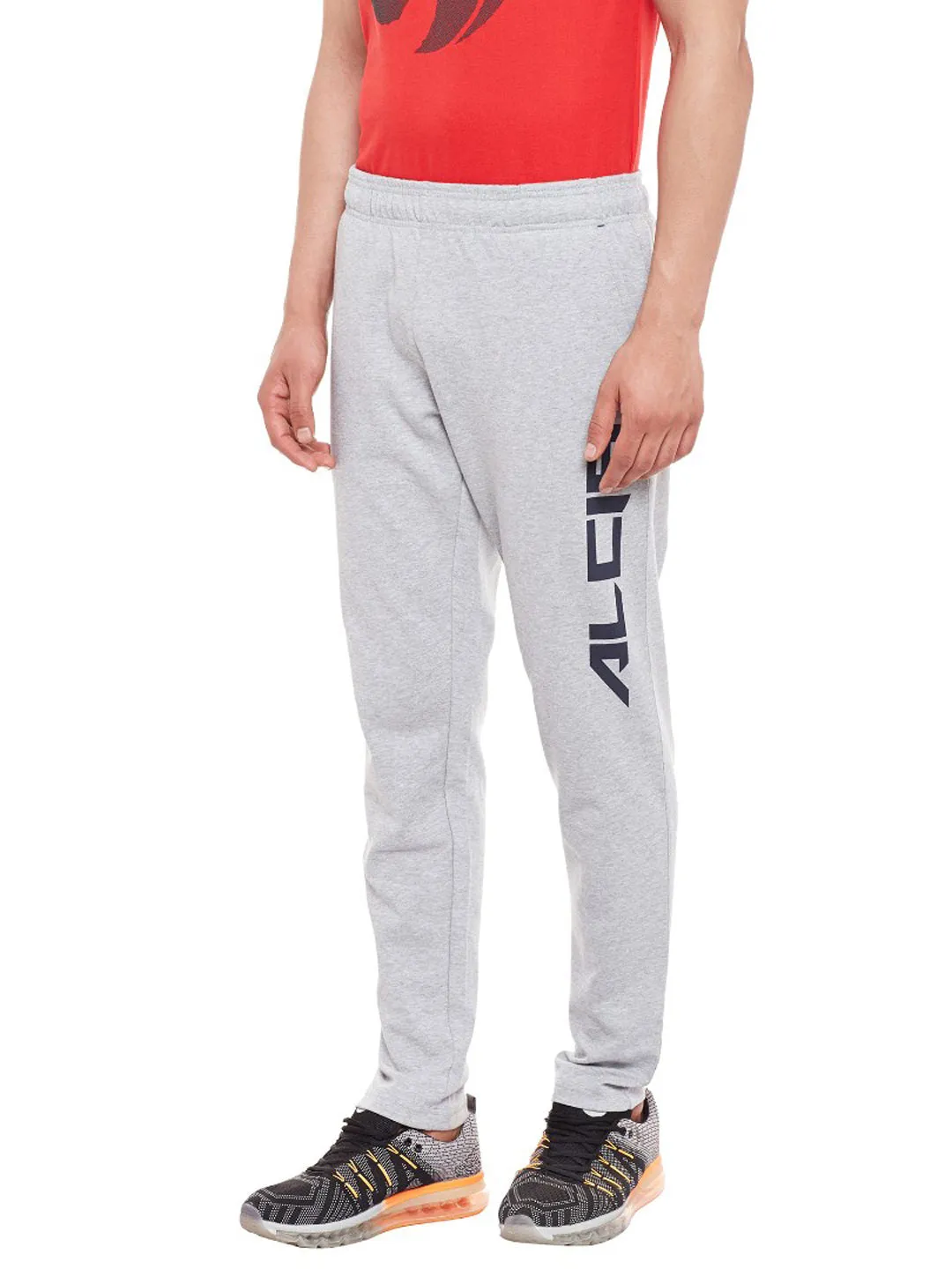 Alcis Men Grey Melange Solid Slim Fit Track Pants