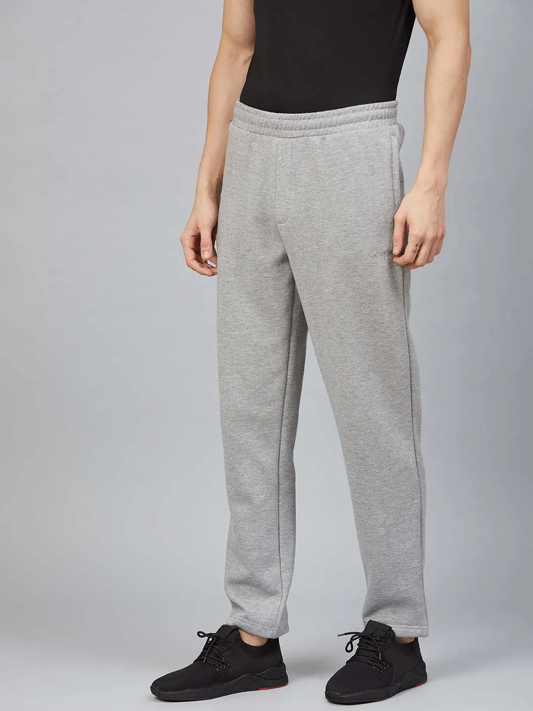 Alcis Men Grey Melange Solid Track pants