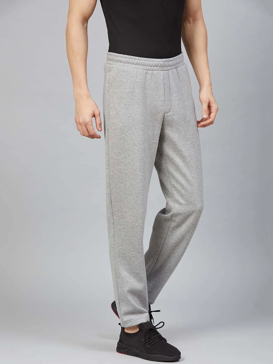 Alcis Men Grey Melange Solid Track pants