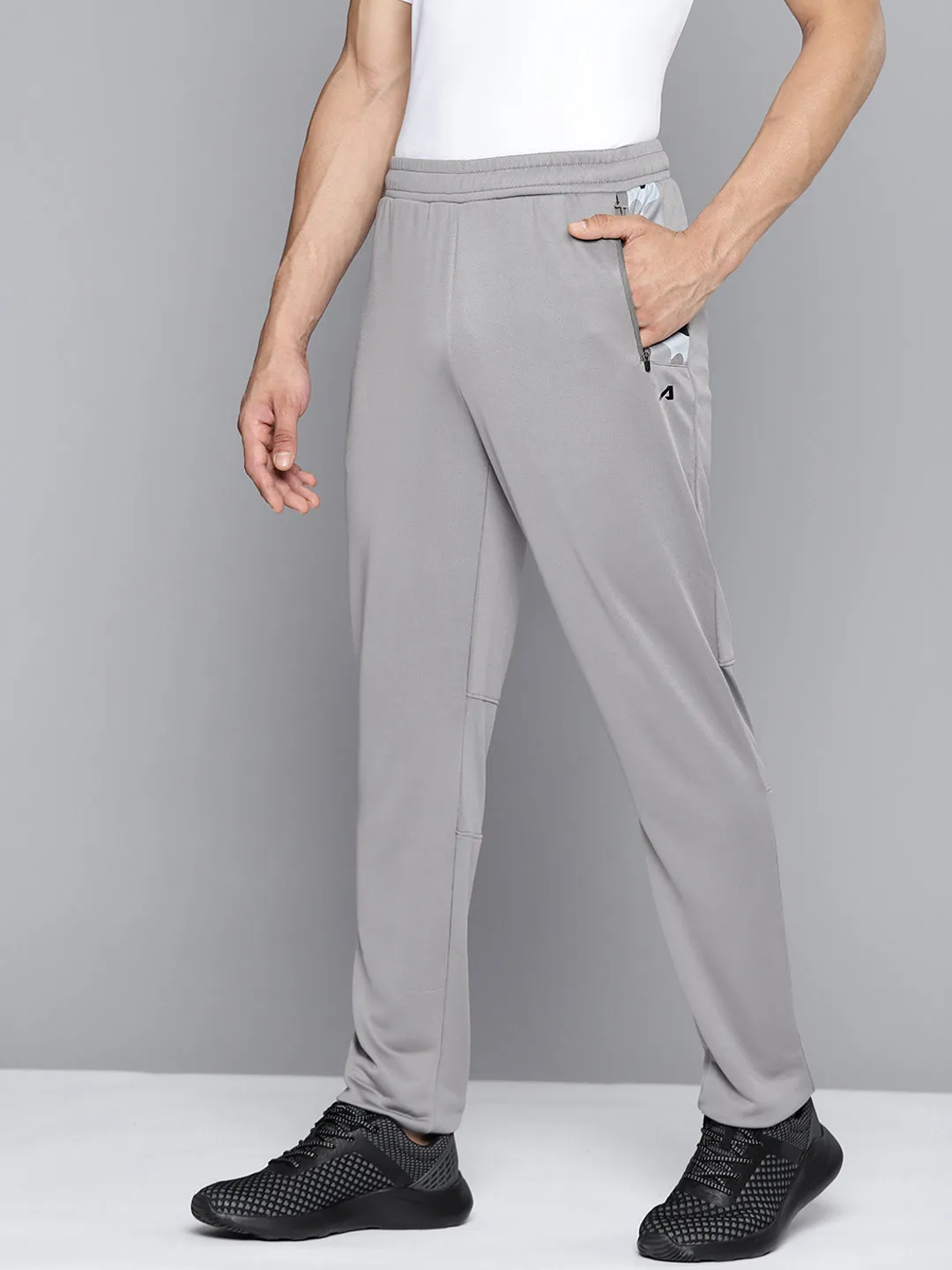 Alcis Men Grey Solid Slim Fit Track Pants