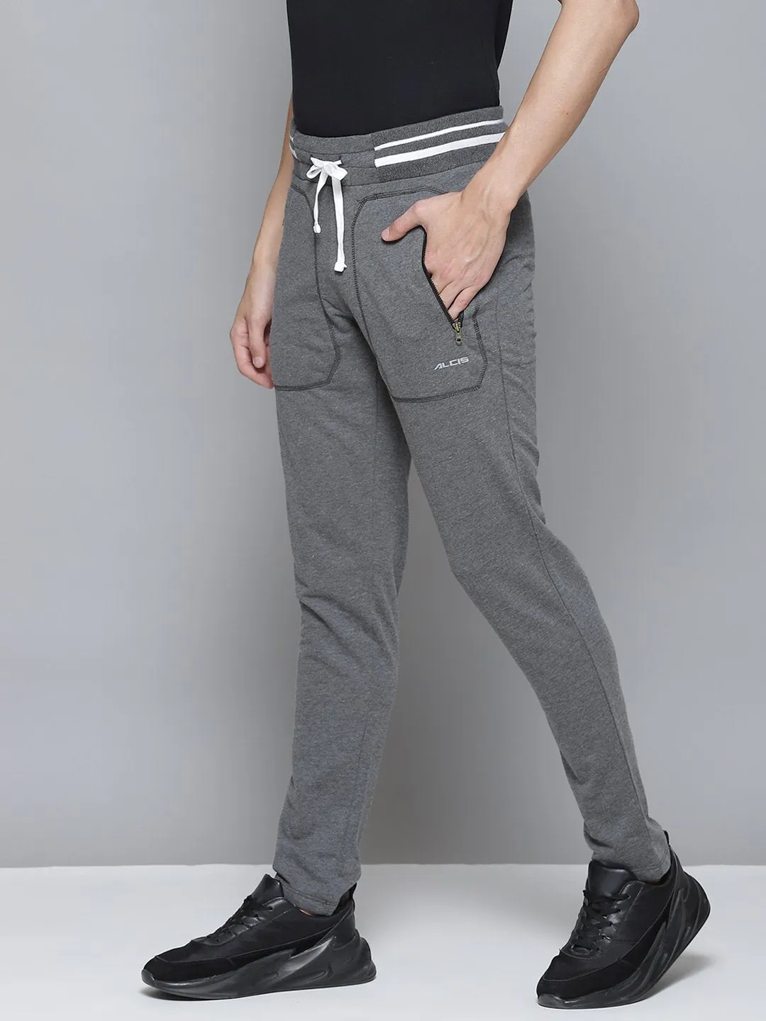 Alcis Men Grey Solid Track Pants