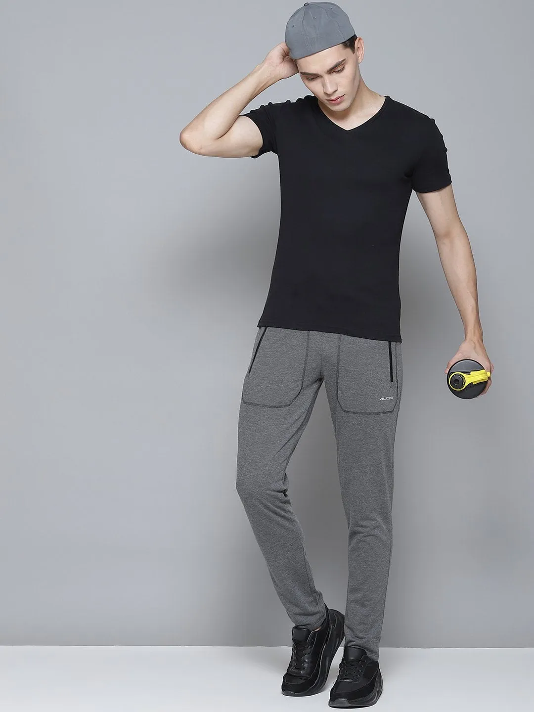 Alcis Men Grey Solid Track Pants