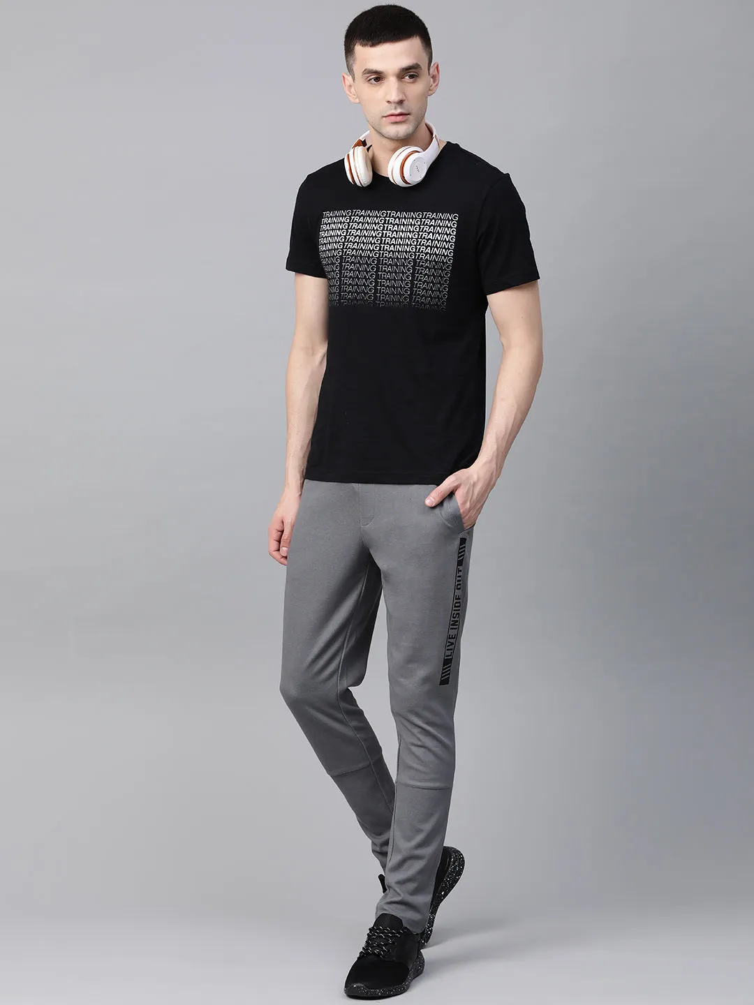 Alcis Men Grey Straight Fit Solid Track Pants