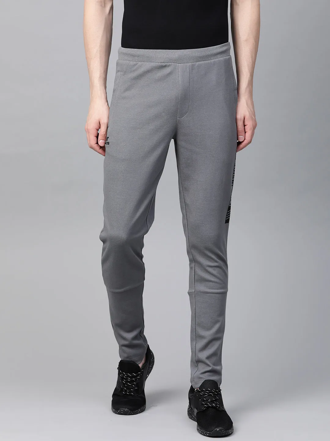 Alcis Men Grey Straight Fit Solid Track Pants