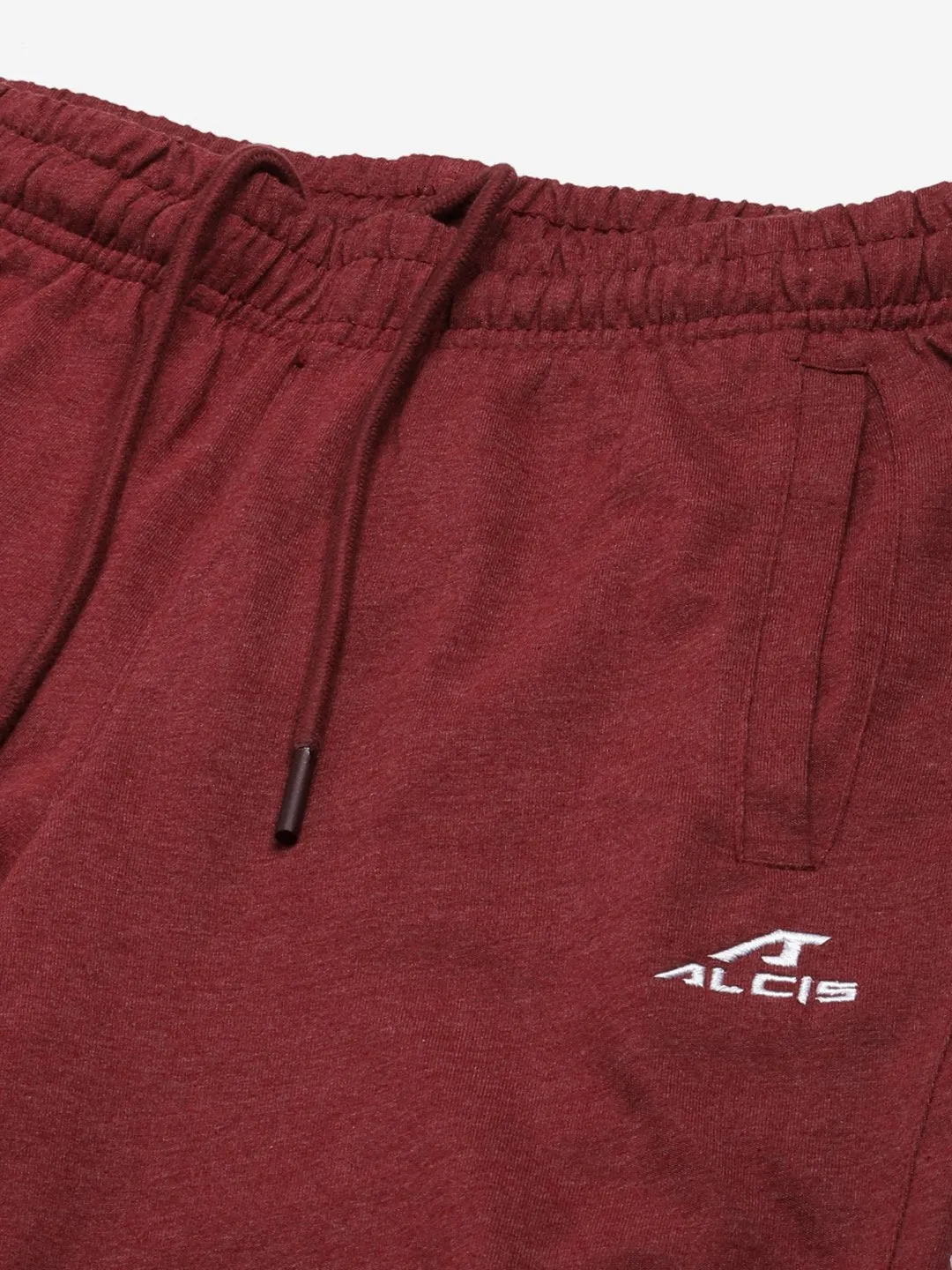 Alcis Men Maroon Solid Slim Fit Mid-Rise Track Pants