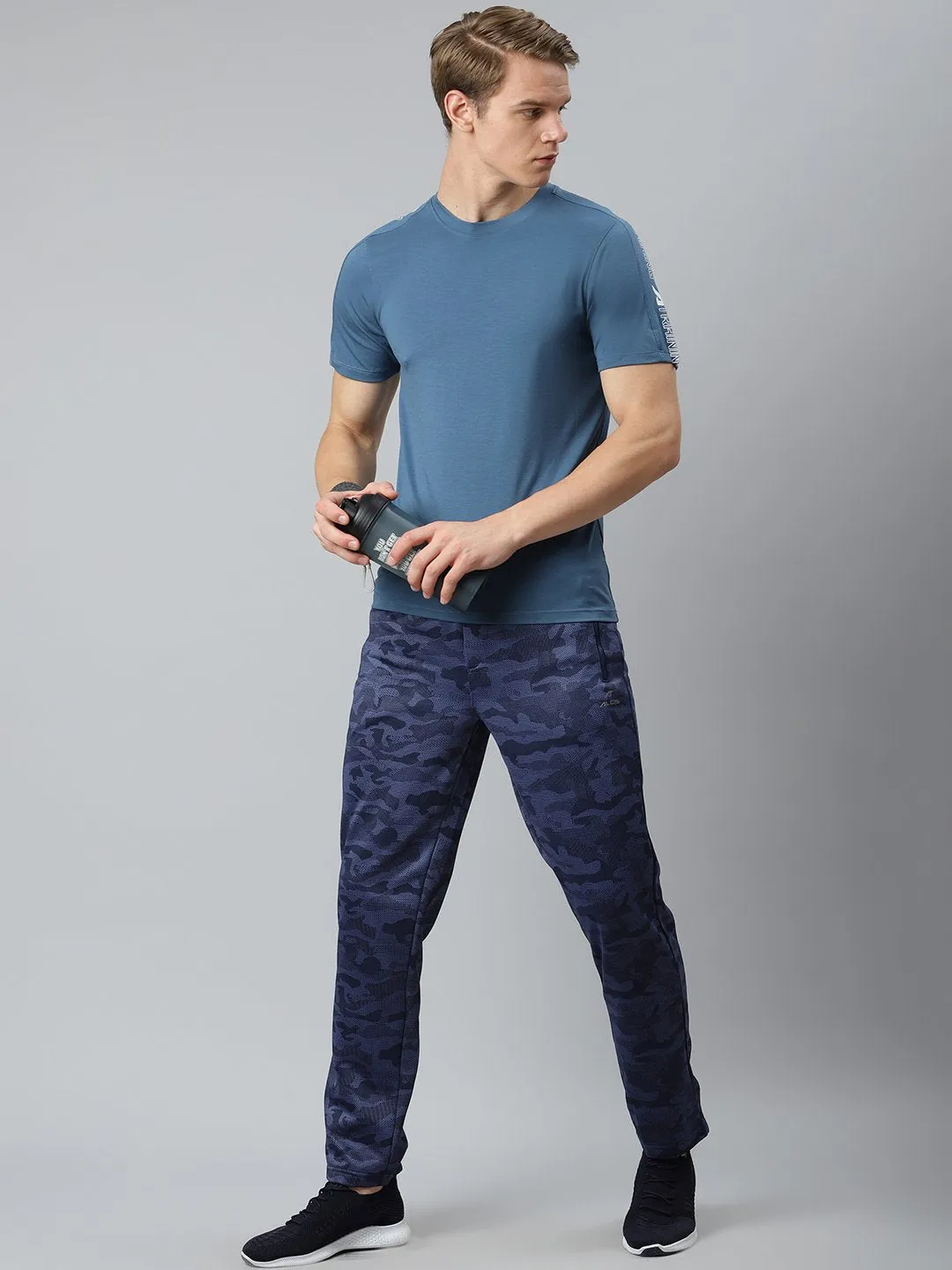 Alcis Men Navy Blue Printed Solid Track Pants