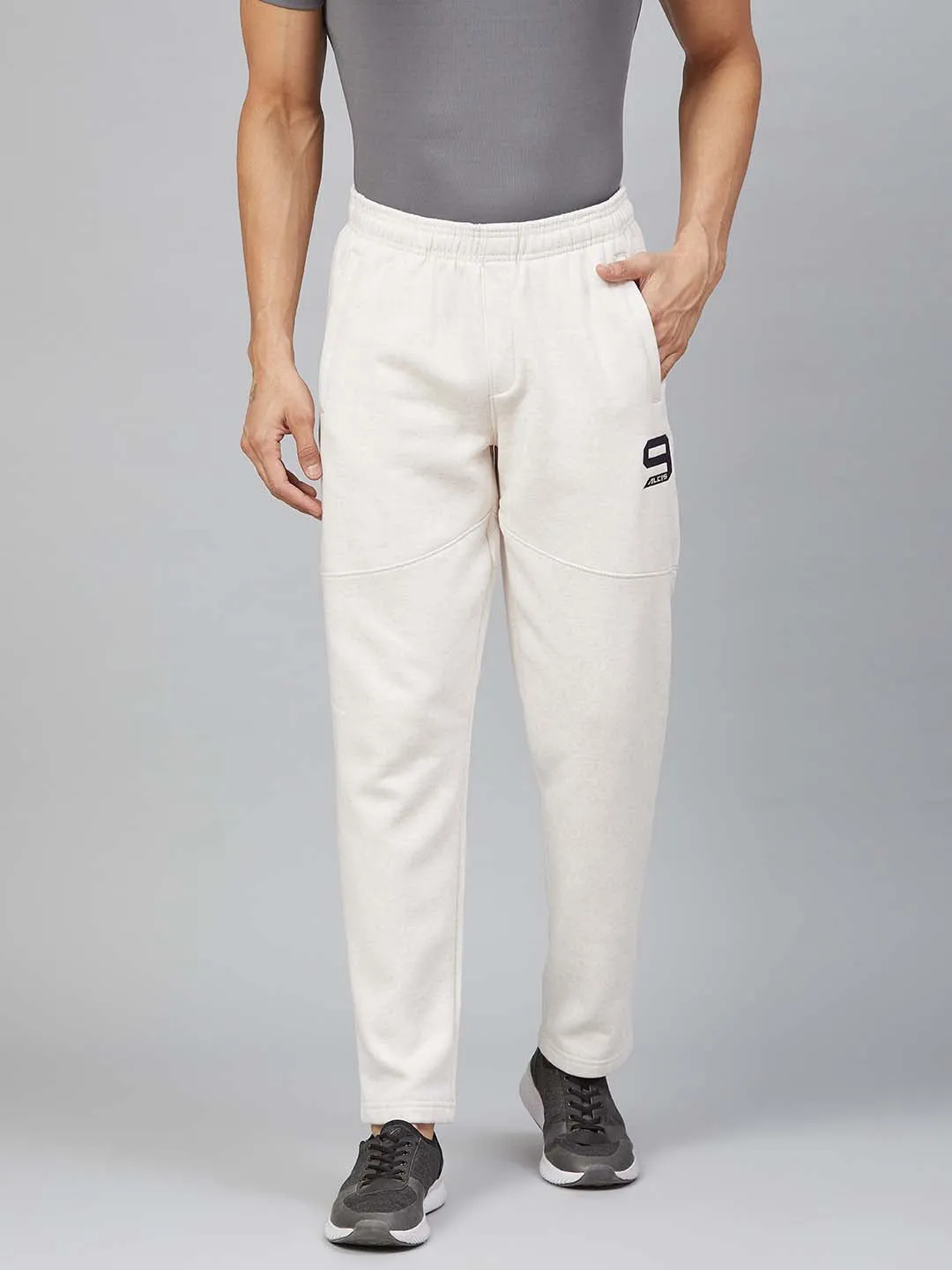 Alcis Men Off-White Solid Track Pants