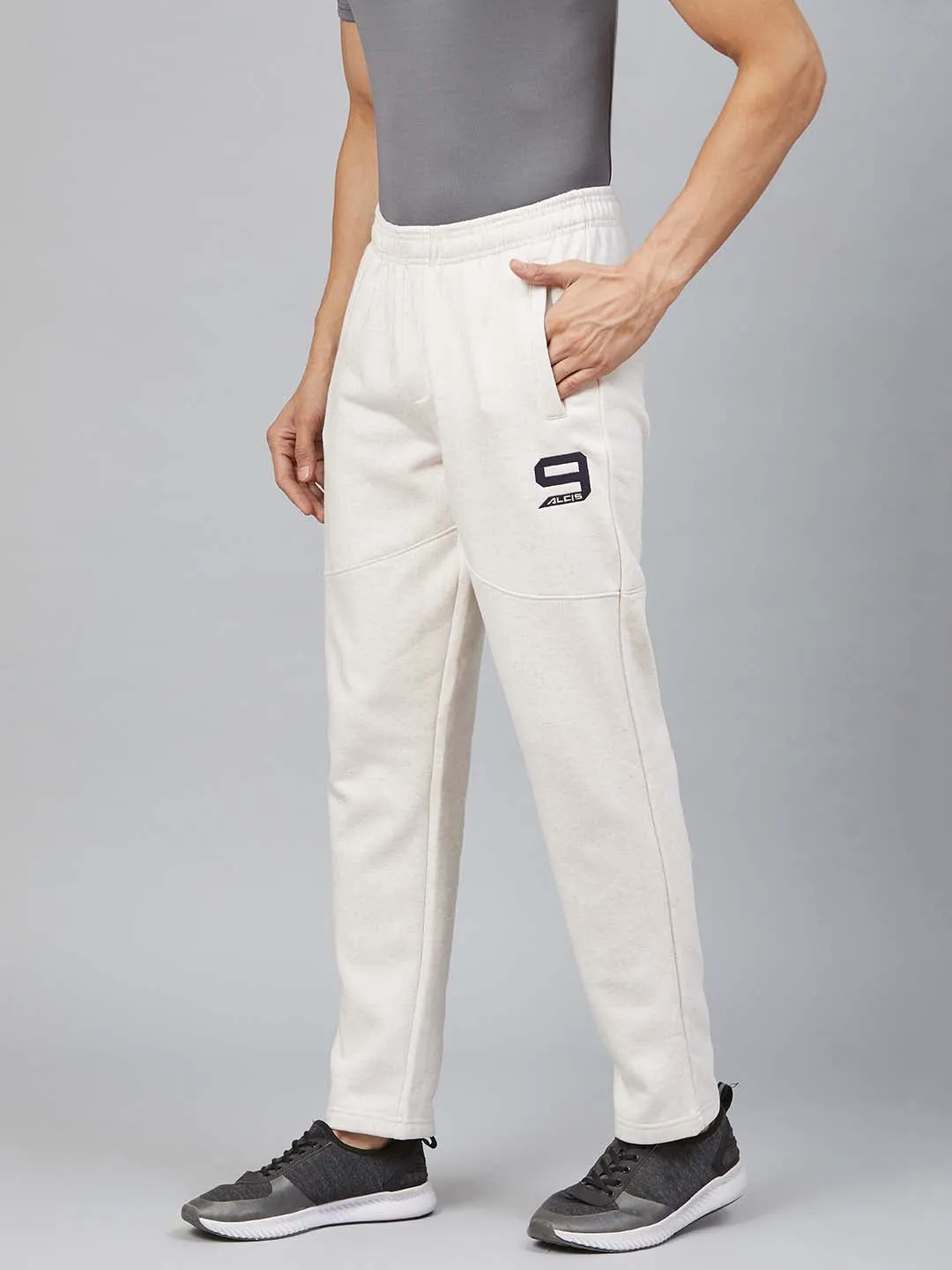 Alcis Men Off-White Solid Track Pants