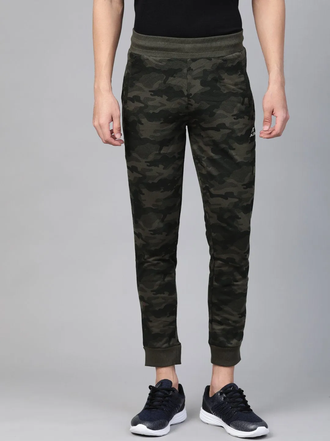 Alcis Men Olive Green Straight Fit Camouflage Printed Joggers