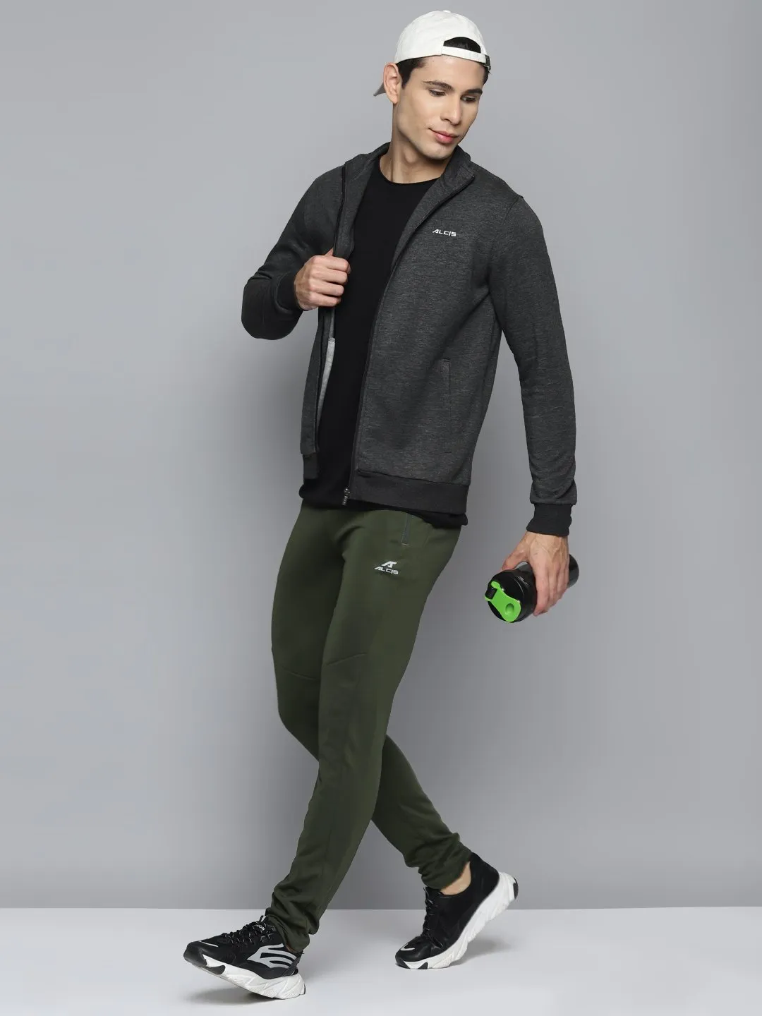 Alcis Men Solid Green Track Pant