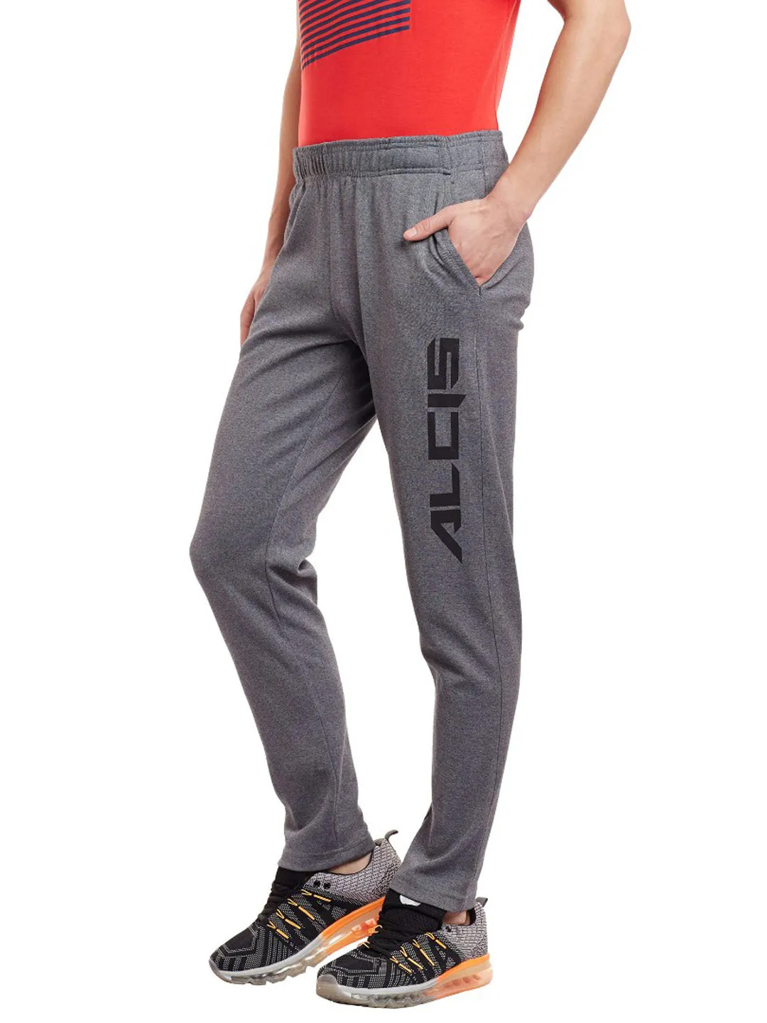 Alcis Men Solid Grey Melange Track Pant