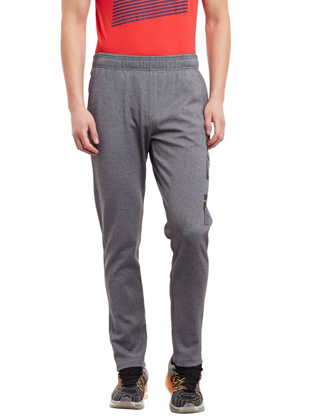 Alcis Men Solid Grey Melange Track Pant