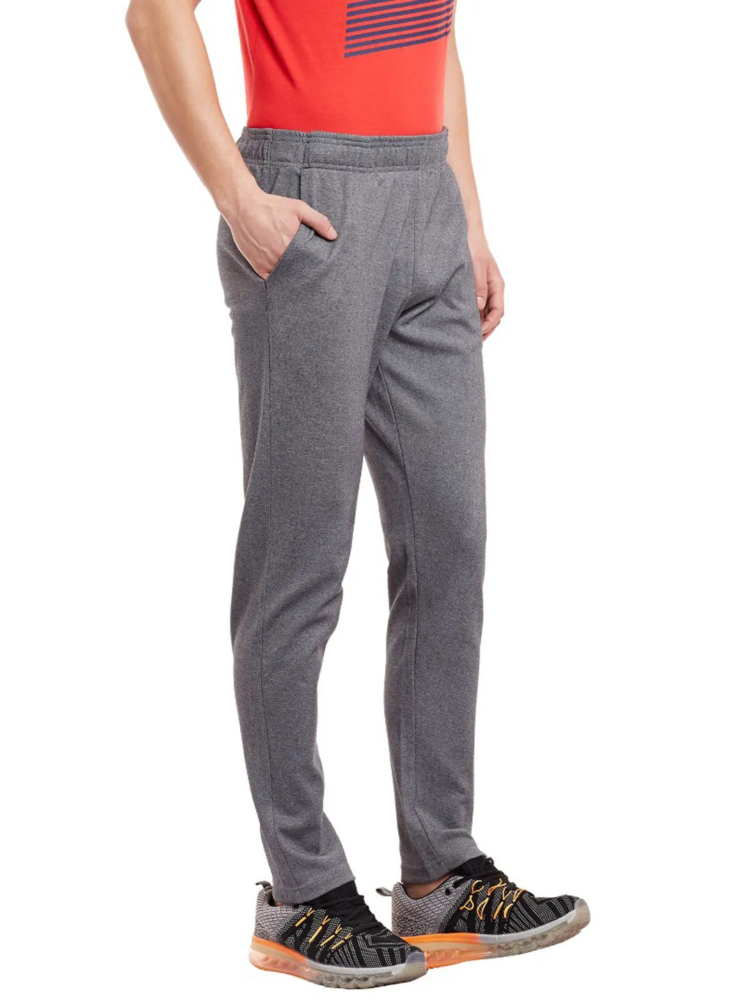 Alcis Men Solid Grey Melange Track Pant