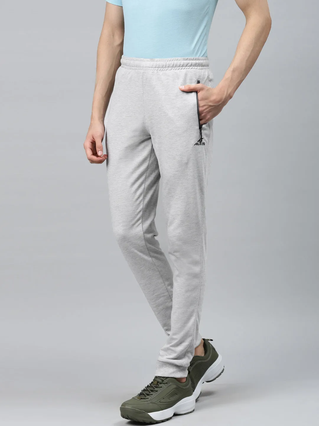 Alcis Men Solid GREY MELANGE Track Pants