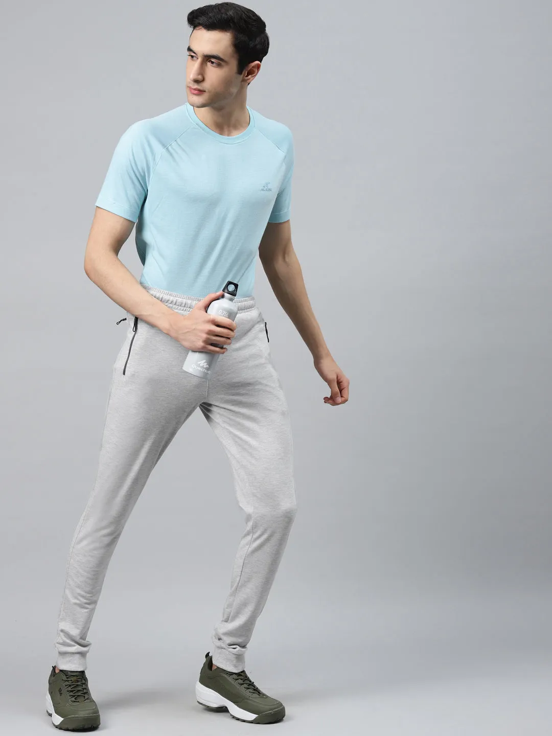 Alcis Men Solid GREY MELANGE Track Pants