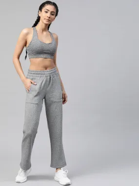 Alcis Women Grey Melange Solid Track Pants