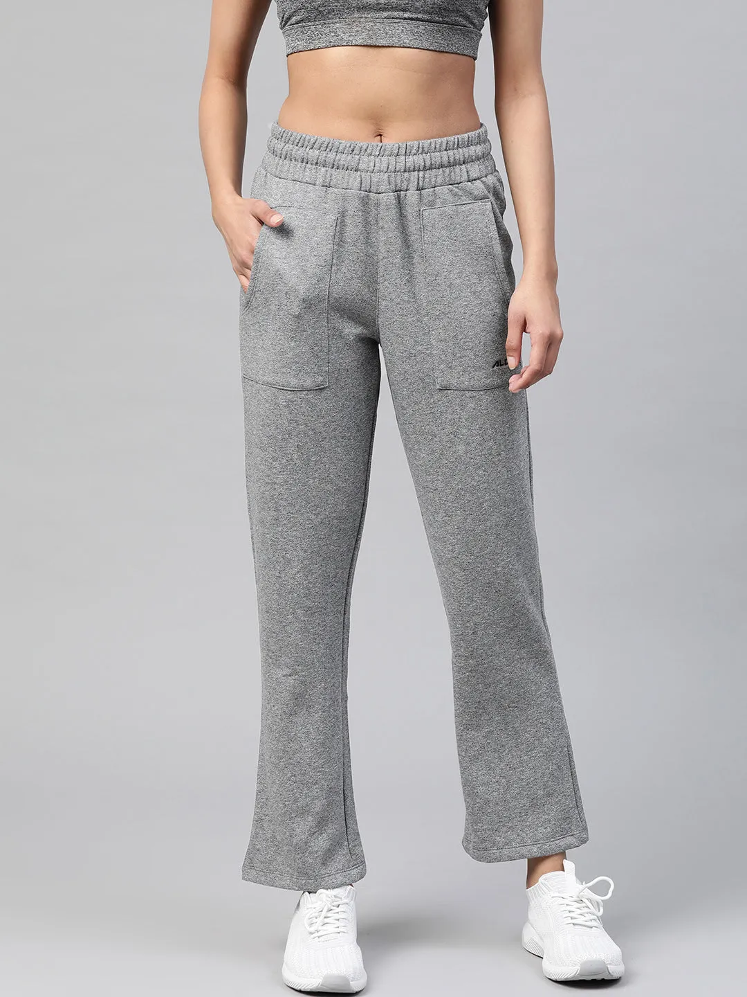 Alcis Women Grey Melange Solid Track Pants