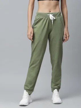 Alcis Women Olive Green Solid Training Joggers