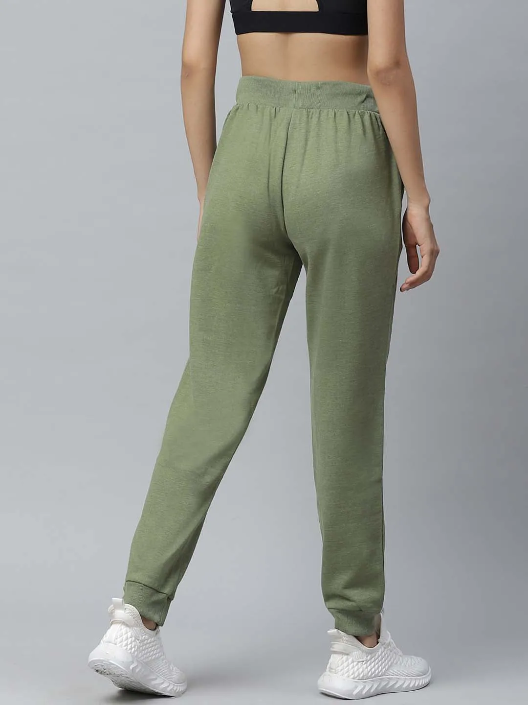 Alcis Women Olive Green Solid Training Joggers