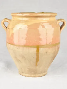 Antique French confit pot with blush yellow glaze 11"