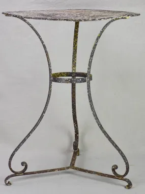 Antique French metal garden table with original patina - round