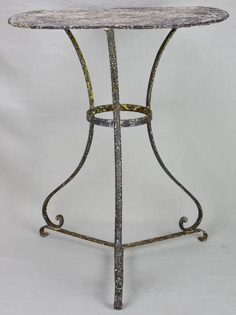 Antique French metal garden table with original patina - round