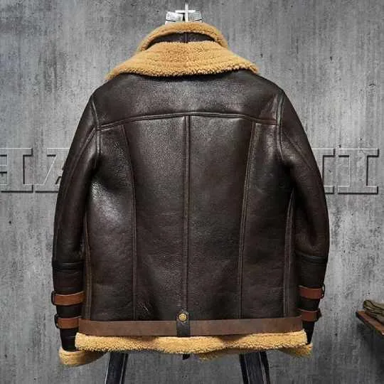 B3 Flight Sheepskin Aviator Fur Leather Jacket